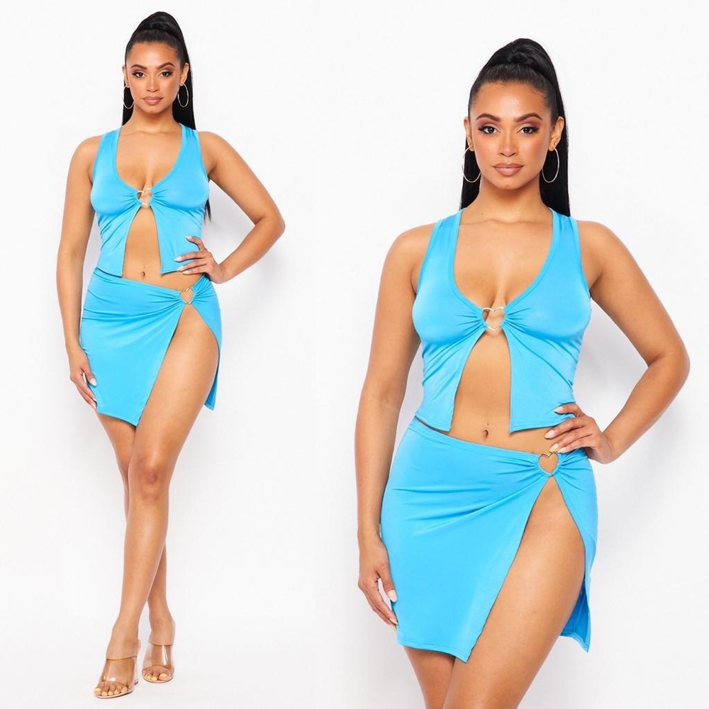 Blue heart skirt set